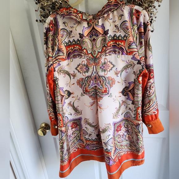 Zara Colourful Paisley Satin Tunic Dress Sz Medium - Picture 2 of 10